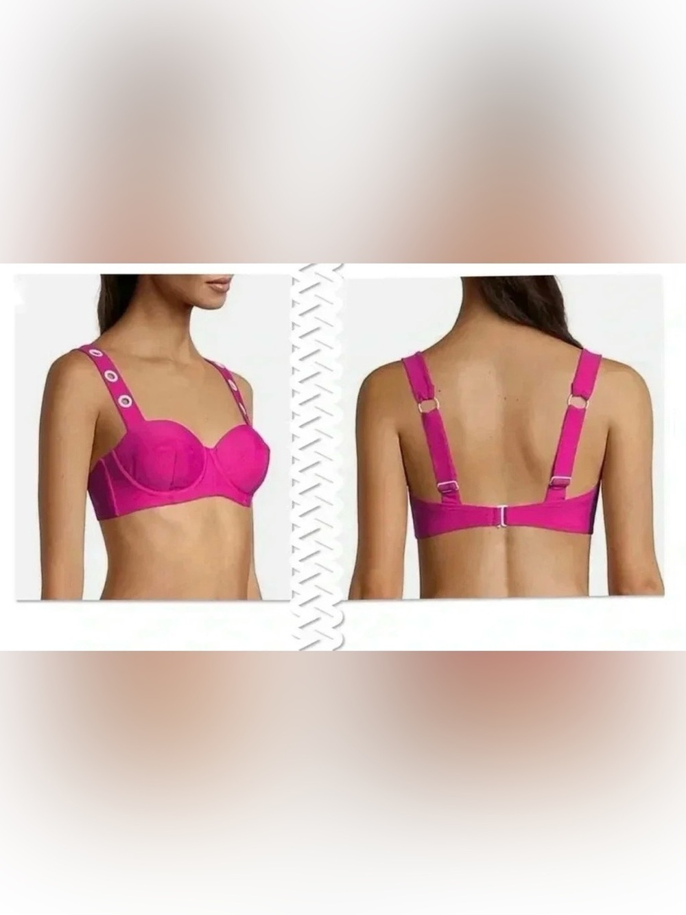 DKNY Grommet-Strap Underwire Bikini Swim Top Suze Large